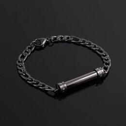 Stainless Steel Shiny Rhinestone Tube Cremation Jewellery Holder Bracelet Bangles Women Man Bangle217i