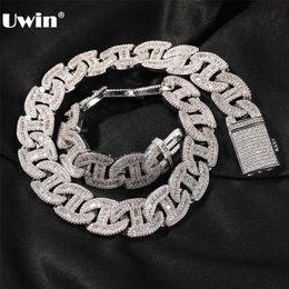 UWIN 17MM Heavy Miami Baguette Zircon Necklaces for Men Iced Out Cuban Link Chain AAA CZ Prong Setting Necklaces Hip Hop Jewelry 2291D