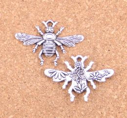 46pcs Antique Silver Plated Bronze Plated bee honey Charms Pendant DIY Necklace Bracelet Bangle Findings 3224mm7227250