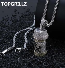 TOPGRILLZ Hip Hop Detachable Medicine Bottle Pendant Necklace Men039s Jewellery Gold Silver Colour Cubic Zircon Necklaces Gifts3060989