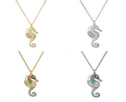 2020 New Arrival Lucky Necklace CZ Stone Colourful Seahorse Pendant Necklace For Women Men Drop Gift Jewelry6604869