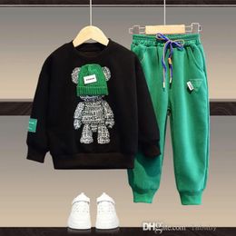 Sets Kids Tracksuit Baby Girls Boys Designer Clothes Cartoon 3D Sweatshirt And Drawstring Sweatpant Sets Child Sweatsuit School Two Pie