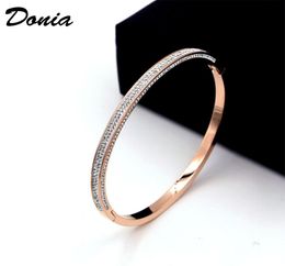 Donia Jewellery luxury bangle European and American fashion exaggerated full diamond titanium steel microinlaid zircon bracelet des3803100