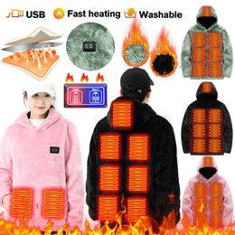 USB Heating Hoodies 3 Gear Temperature Electric Heated Jackets Long Sleeve Streetwear Loose Coats Unisex Harajuku Sweatshirts 231226