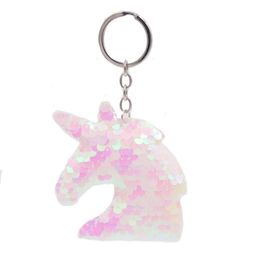 Cute Unicorn Keychain Glitter Pompom Sequins Key Ring Gifts For Guest Women Wedding Souvenir Car Bag Accessories Key Chain9616970