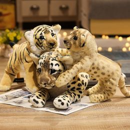 39CM Small Size Artificial Tiger Plush Toy Stuffed Animals Wild Simulation Plush Toys Lion Leopard Kids Playmate