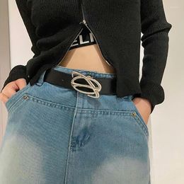 Belts PU Leather Belt Korean Metal Buckle Waist For Women Men Punk Black Vintage Jeans Pant Waistband Y2K Accessories