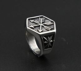Vintage Viking Arrow Ring Punk 316L Stainless Steel Compass Men Fashion Hip Hop Hippie Jewelry Drop Store Cluster Rings2368427