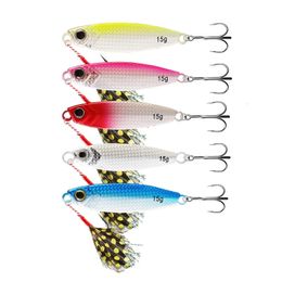 ZUKIBO 5PCS Feather Metal Cast Jig Spoon 10G 15G 20G Shore Casting Jigging Fish Sea Bass slow pitch Fishing Lure Artificial Bait 231225