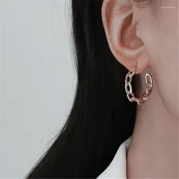 Hoop Earrings MANGOSKY Simple Design Link Chain 925 Silver Needle