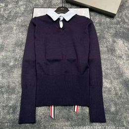 Designer 23 Autumn/Winter New Niche Design Trendy College Style Outfit Fake Two-Piece Knit Sweater