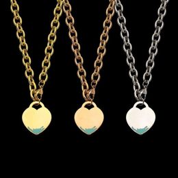 T letter peach heart wave green drop oil thick necklace couple foreign trade heart-shaped necklace for woman225d