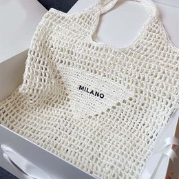 Wine Coconut Fiber Tote Bag Woven Purse Fishing Net Bags Beach Large Capacity Hollow Letter Bag Holiday Womens Shopping Basket179K