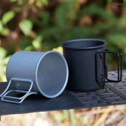 Mugs 300ml Portable Camping Mug Titanium Cup Tourist Tableware With Foldable Outdoor Kitchen Equipment Picnic Utensils