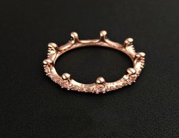 Brand New 18K Rose Gold plated Crown Ring with CZ Diamond Original Gift box for 925 Sterling Silver Jewelry Rings Women4978558