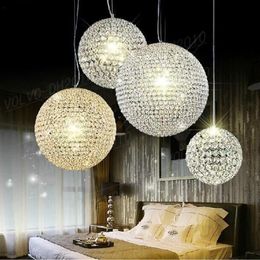 Modern LED K9 Crystal Ball Pendant Lamps Chandelier Lamp Living Room Lights Restaurant Bar Creative Sphere Ballroom Home Fixtures2957