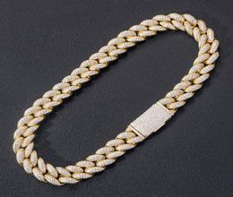 Men Hip Hop Diamond Necklace Bracelet Cuban Link Chain 5A Cubic Zirconia Stone Designer Necklaces Mens Bracelets Man 14K Real Gold9659510
