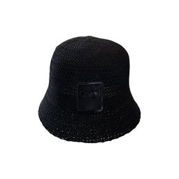 Women's Hollow Designer Bucket Hat Spring and Summer Outdoor Breathable Fashion Leather Embroidered Sign Beach Hats