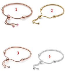 Women's 925 Sterling Silver bracelets for style Rose Gold Bone Chain Adjustable Basic Chain Bracelet Luxury Designer Gift with Box6278921