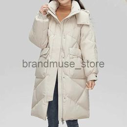 Women's Down Parkas Women Thickened Warm Long Coat Pocket Zippers Down Coat Long Sleeve Buttons Causal Parkas Office Coat Women Autumn Winter J231226