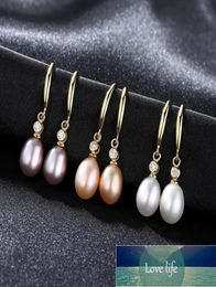 S925 Sterling Silver Gold Colour Earrings for Women Freshwater Pearl Earring PinkWhitePurple Pearl Jewellery Wedding Bridal Gifts4590831