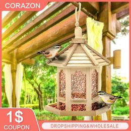 Bird Cage Feeder Pet Water Feed Wooden Tray Food Container Supplies House Shape Durable Feeding Box 231225