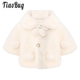 born Baby Winter Clothing Infant Girls Jacket Princess Cloak Cape Girl Warm Fur Coat Xmas Wedding Party Dress Outerwear 231226