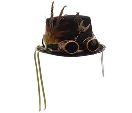 Steampunk Hat Men Women Goggles Feather Gears Head Wear Goth Lolita Black Fedoras Top Hats 2202179415188