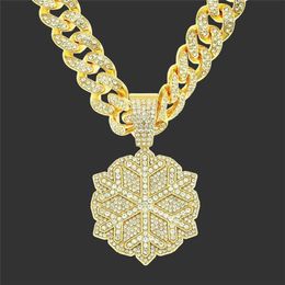 Pendant Necklaces Fashion Hip Hop Jewelry Cubic Zircon Snowflake With Width 13mm Iced Out Miami Cuban Link Chain Choker Gift221y