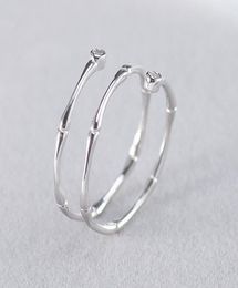 100 Real 925 Sterling Silver Rings for Women Bamboo Texture Double Spiral RZircon Opening Ring Korean Fine Jewelry Gifts YMR4624784307