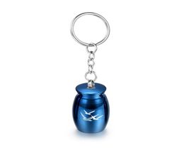 16x25mm Cremation Urn Keychain for Ashes PetHuman Engraved With Birds Aluminium Alloy Memorial Urns Keepsake9595162