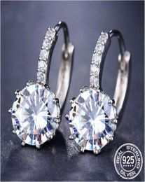 Original 100 925 Sterling Fashion Luxury Round Shining 20ct Lab Diamond Zircon Drop Crystal Zircon Big Earrings Trendy Accessori782225567