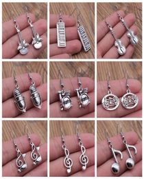 Charm Musical Jewelry Earrings Musical Note Microphone Drum Guitar Violin Shaped Dangle Drop Earrings For Girls Women3713320