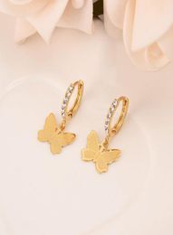 Women Drop Dangle Earring 22K 23K 24K Thai Baht Fashion FINE gold GF CZ Charms Jewellery butterfly Vintage8268097