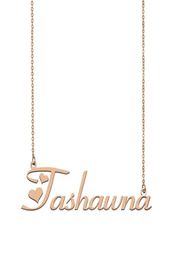 Tashawna Name Necklace Custom Nameplate Pendant for Women Girls Birthday Gift Kids Friends Jewelry 18k Gold Plated Stainless 5965066