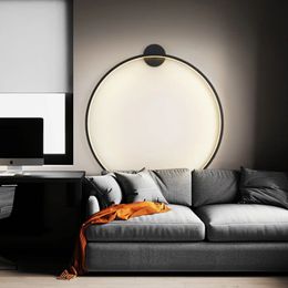 Nordic Luxury Circular Wall Lamp Bedroom Bedside Living Room Background Decoration Wall Light Designer Atmosphere Led Lighting