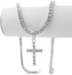 Chokers 16 Inch Women Necklace With Charm Religion Jewelry Men's Hip Hop 1 Row Tennis Chain Iced Out Rapper Rock Singer18265363