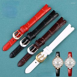 Watch Bands Genuine Leather Strap For Gemax Mx2088 Mx2113 Women's Notched Concave Band Thin Soft Red Accessories 12mm