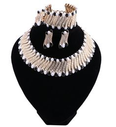 2020 New Style Wedding Dubai Africa Nigeria African Jewelry Set Black White Necklace Earrings Bracelet Ring Bridal Jewelry Sets3473243