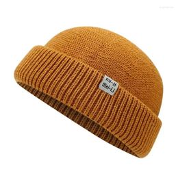 Berets Cotton Solid Warm Docker Cap Brimless Hat Skullies Beanie Hats Autumn And Winter Landlord Sailor Men Women 116