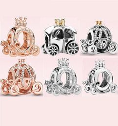 Luxury 925 Sterling Silver Charms DIY Beads Beaded Rose Gold Crown Lady Jewellery Gift Pumpkin Car Pendant Original for Fashion New Bracelet Women7806530