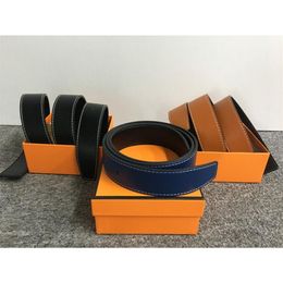 men and women belts golden Silver Hbuckle Belt With Fashion Big Letters Buckle Leather Top High Quality 7 colors 3 8cm small box296v