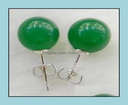 Stud Earrings Jewelry Genuine 10Mm Natural Green Jadeite Jade 925 Solid Sier Aaa Drop Delivery 2021 Jpvfw9037845