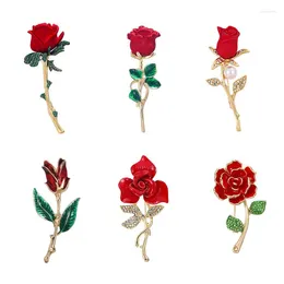 Brooches SHMIK Classic Rose Flower Enamel Pins For Women Girls Party Wedding Plant Vintage Badges Corsage Retro Lady Pin Gift