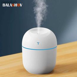 Humidifiers 220ML Mini Ultrasonic Air Humidifier Essential Oil Diffuser For Home Office Car Purifier USB Aroma Diffuser Mist Maker LED LampL231226