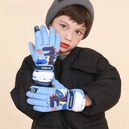 Winter gloves for children aged 612 outdoor play skiing snow playing waterproof plush warm winter accessories kids 231225