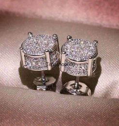 2024Unisex Men Women Earrings Studs Yellow White Gold Plated Sparkling CZ Simulated Diamond Earrings For Men Women