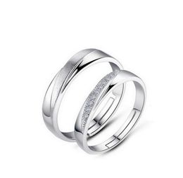 New Solid 925 Sterling Silver Couple Rings for Women Men Wedding Engagement Adjustable Rings Band new ring Jewellery N214565655