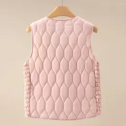 Women's Vests Women Vest Fall Winter With Thick Padded Plush V Neck Sleeveless Design Soft Warm Windproof Rhombus For Cold