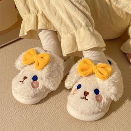 Slippers Cute Cartoon For Women Girls Fluffy Warm Winter Cotton Shoes Indoor House Bedroom Slides